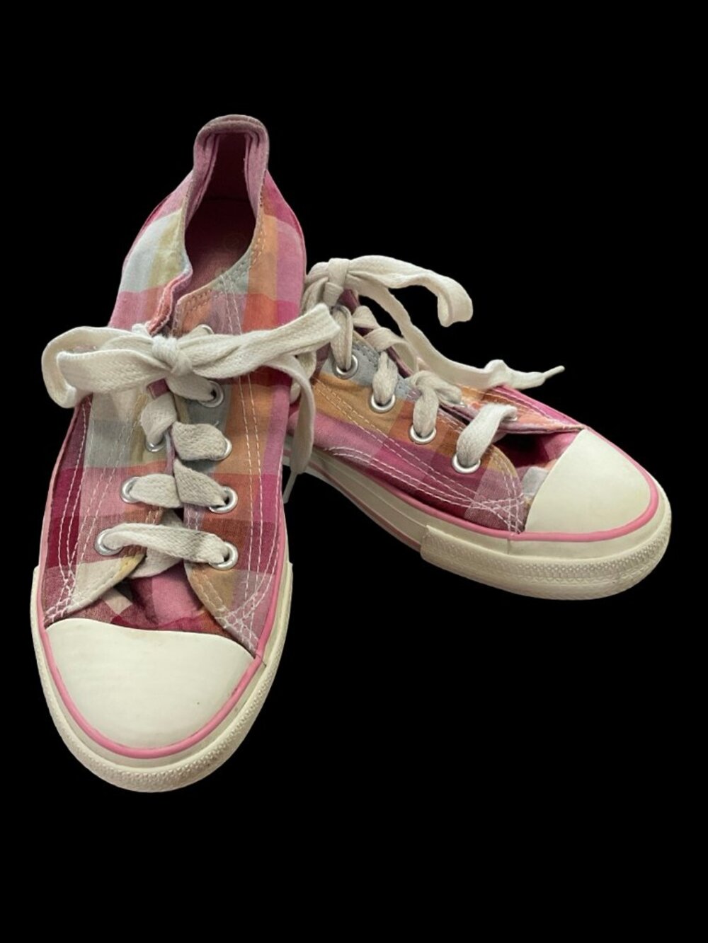 Pink Plaid Lace Up Sneakers